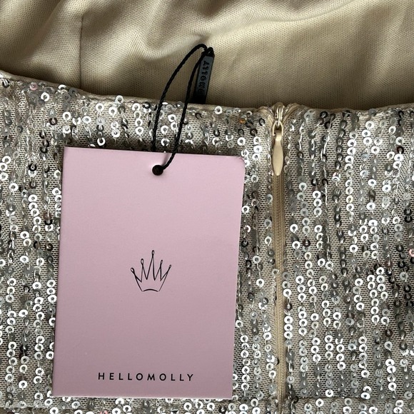 *NWT* Hello Molly Strapless Maxi Dress Champagne Beige Womens Size 12/Large - Picture 8 of 15